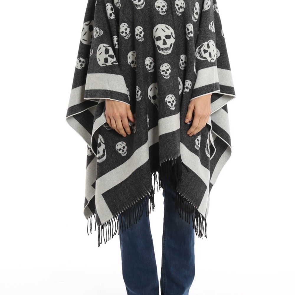 Alexander McQueen Skull Pattern Wool Cape